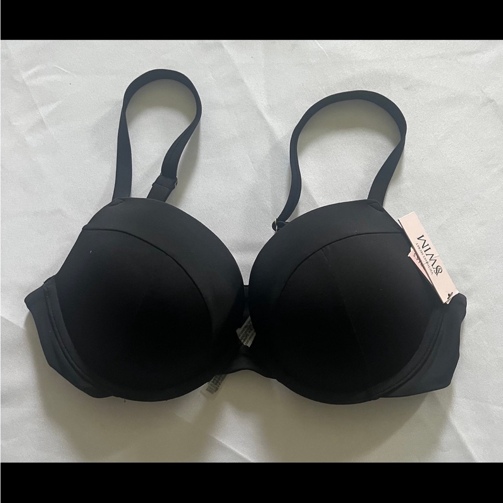 New Victoria’s Secret 38B Push Up Bikini Swim Top Black Swimwear NWT